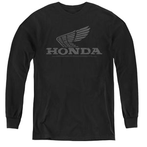 AN OFFCIALLY LICENSED HONDA VINTAGE WING YOUTH LONG SLEEVE T-SHIRT BLACK