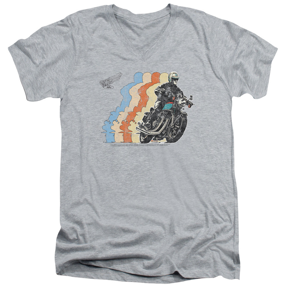 AN OFFCIALLY LICENSED HONDA RETRO HONDA MEN'S V-NECK T-SHIRT ATHLETIC HEATHER