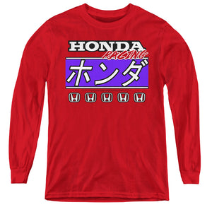 AN OFFCIALLY LICENSED HONDA KANJI RACING YOUTH LONG SLEEVE T-SHIRT RED
