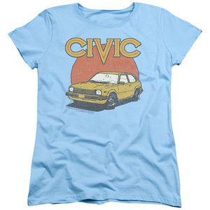 AN OFFCIALLY LICENSED HONDA RETRO CIVIC WOMEN'S REGULAR FIT T-SHIRT LIGHT BLUE