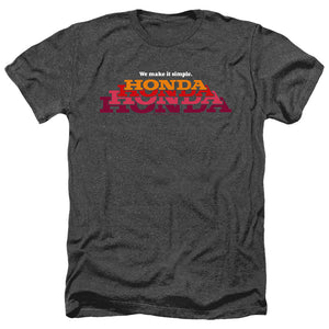 AN OFFCIALLY LICENSED HONDA MAKE IT SIMPLE LOGO MEN'S HEATHER T-SHIRT CHARCOAL
