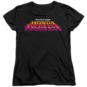 AN OFFCIALLY LICENSED HONDA MAKE IT SIMPLE LOGO WOMEN'S REGULAR FIT T-SHIRT BLACK