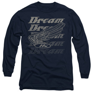 AN OFFCIALLY LICENSED HONDA MOTORCYCLES DREAMER MEN'S LONG SLEEVE T-SHIRT NAVY