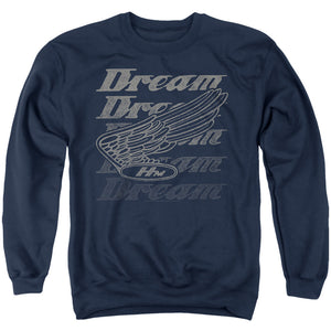 AN OFFCIALLY LICENSED HONDA MOTORCYCLES DREAMER ADULT UNISEX CREWNECK SWEATSHIRT NAVY