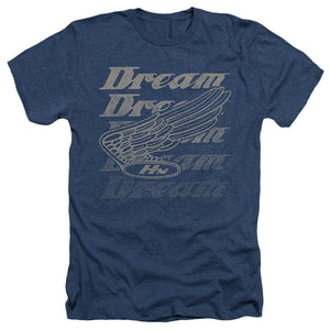 AN OFFCIALLY LICENSED HONDA MOTORCYCLES DREAMER MEN'S HEATHER T-SHIRT NAVY
