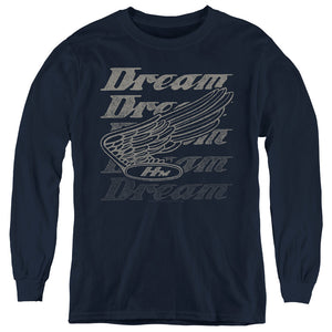 AN OFFCIALLY LICENSED HONDA MOTORCYCLES DREAMER YOUTH LONG SLEEVE T-SHIRT NAVY