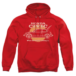 AN OFFCIALLY LICENSED HONDA CIVIC COMING WORLD ADULT UNISEX PULLOVER HOODIE RED