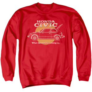 AN OFFCIALLY LICENSED HONDA CIVIC COMING WORLD ADULT UNISEX CREWNECK SWEATSHIRT RED