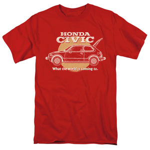 AN OFFCIALLY LICENSED HONDA CIVIC COMING WORLD MEN'S REGULAR FIT T-SHIRT RED