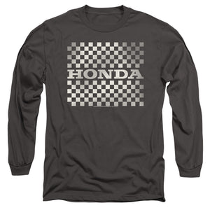 AN OFFCIALLY LICENSED HONDA CHECKERS LOGO MEN'S LONG SLEEVE T-SHIRT CHARCOAL