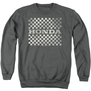 AN OFFCIALLY LICENSED HONDA CHECKERS LOGO ADULT UNISEX CREWNECK SWEATSHIRT CHARCOAL