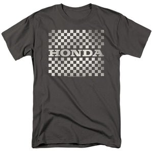 AN OFFCIALLY LICENSED HONDA CHECKERS LOGO MEN'S REGULAR FIT T-SHIRT CHARCOAL