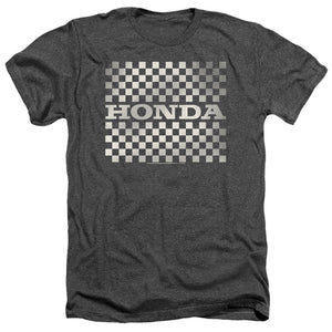 AN OFFCIALLY LICENSED HONDA CHECKERS LOGO MEN'S HEATHER T-SHIRT CHARCOAL