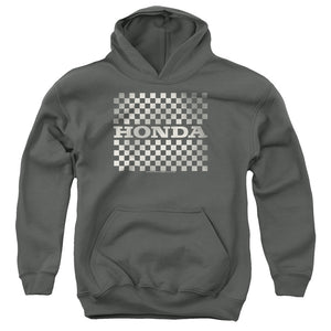 AN OFFCIALLY LICENSED HONDA CHECKERS LOGO YOUTH HOODIE CHARCOAL