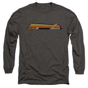 AN OFFCIALLY LICENSED HONDA MINI-TRAIL 50 STRIPE MEN'S LONG SLEEVE T-SHIRT CHARCOAL