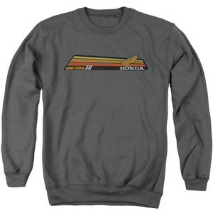AN OFFCIALLY LICENSED HONDA MINI-TRAIL 50 STRIPE ADULT UNISEX CREWNECK SWEATSHIRT CHARCOAL