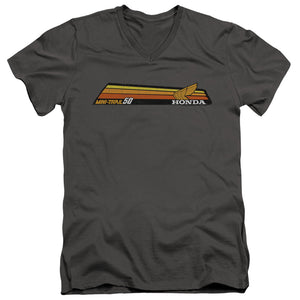 AN OFFCIALLY LICENSED HONDA MINI-TRAIL 50 STRIPE MEN'S V-NECK T-SHIRT CHARCOAL