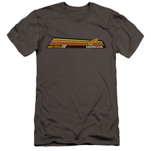 AN OFFCIALLY LICENSED HONDA MINI-TRAIL 50 STRIPE MEN'S PREMIUM SLIM FIT T-SHIRT CHARCOAL