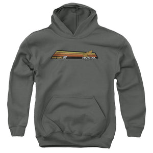 AN OFFCIALLY LICENSED HONDA MINI-TRAIL 50 STRIPE YOUTH HOODIE CHARCOAL