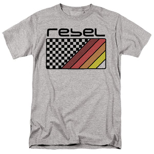 AN OFFCIALLY LICENSED HONDA REBEL CHECKERS AND STRIPES MEN'S REGULAR FIT T-SHIRT ATHLETIC HEATHER