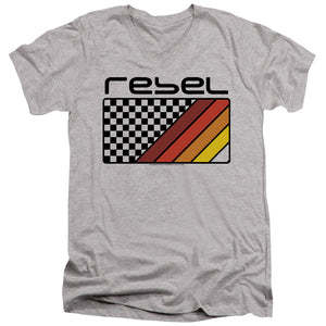 AN OFFCIALLY LICENSED HONDA REBEL CHECKERS AND STRIPES MEN'S V-NECK T-SHIRT ATHLETIC HEATHER