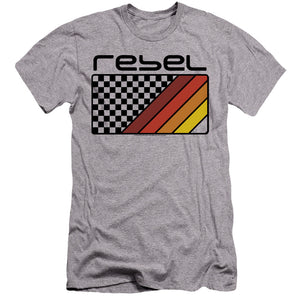 AN OFFCIALLY LICENSED HONDA REBEL CHECKERS AND STRIPES MEN'S PREMIUM SLIM FIT T-SHIRT ATHLETIC HEATHER