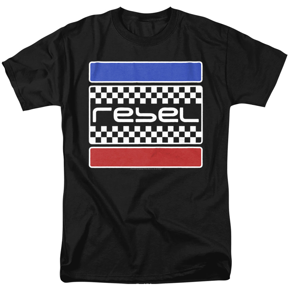 AN OFFCIALLY LICENSED HONDA REBEL CHECKERS MEN'S REGULAR FIT T-SHIRT BLACK