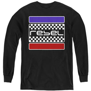 AN OFFCIALLY LICENSED HONDA REBEL CHECKERS YOUTH LONG SLEEVE T-SHIRT BLACK