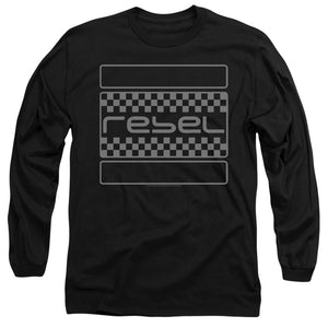 AN OFFCIALLY LICENSED HONDA REBEL CHECKERS GREY MEN'S LONG SLEEVE T-SHIRT BLACK