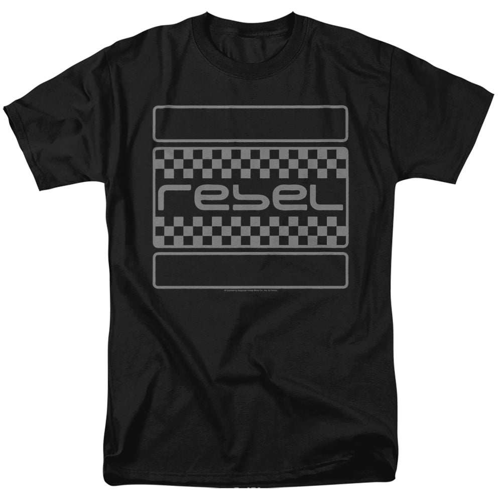 AN OFFCIALLY LICENSED HONDA REBEL CHECKERS GREY MEN'S REGULAR FIT T-SHIRT BLACK