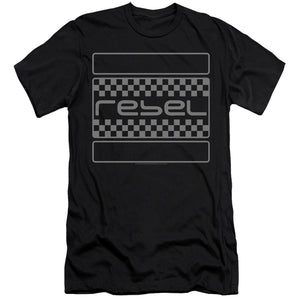 AN OFFCIALLY LICENSED HONDA REBEL CHECKERS GREY MEN'S PREMIUM SLIM FIT T-SHIRT BLACK
