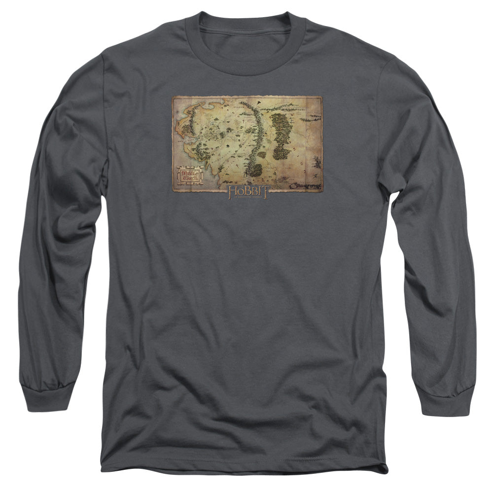 The Hobbit Middle Earth Map Licensed Adult Unisex Long Sleeve T-Shirt SM-2X