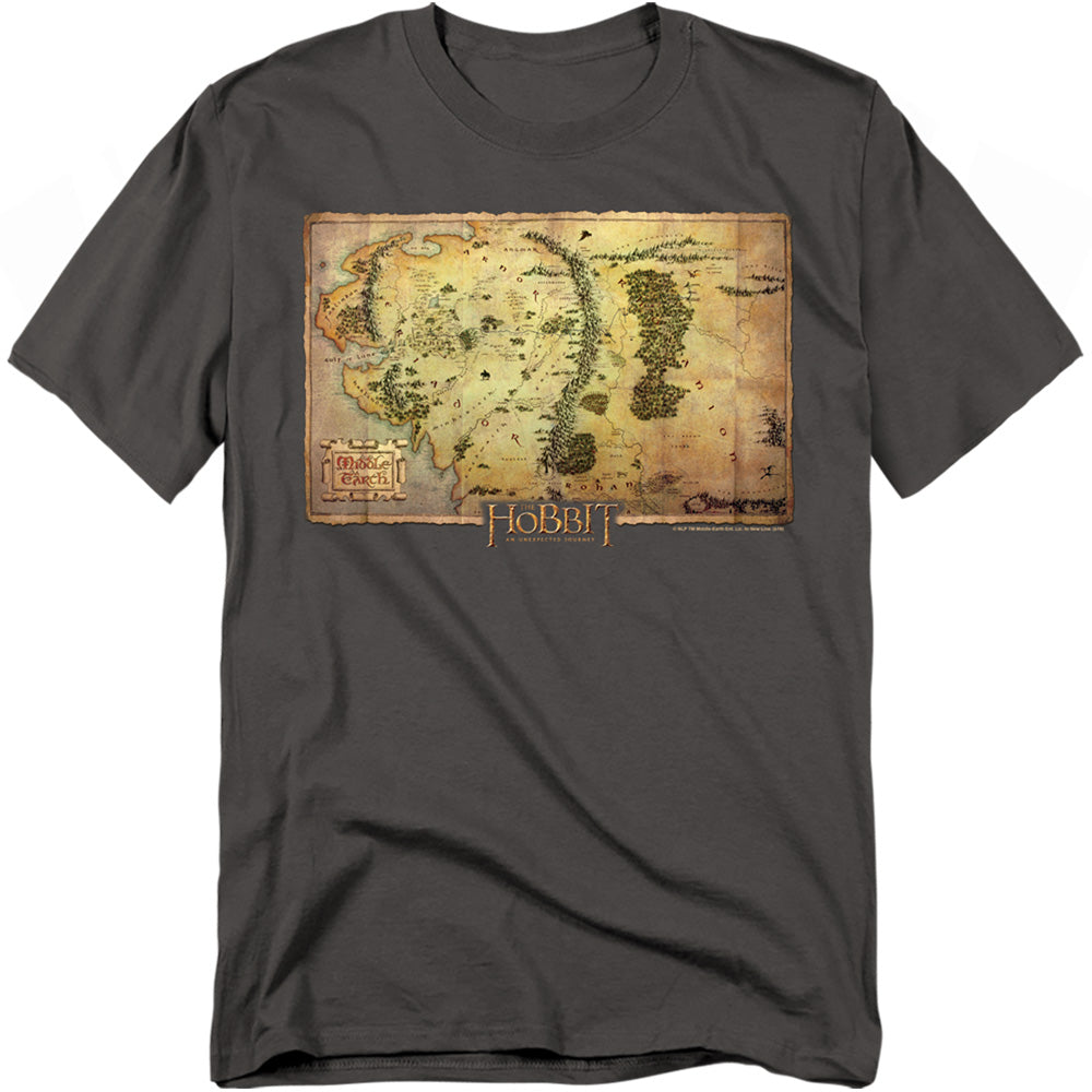 The Hobbit Middle Earth Map Licensed Adult Unisex T-Shirt Regular Fit Tee SM-3X