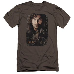 AN OFFCIALLY LICENSED HOBBIT KILI POSTER MEN'S PREMIUM SLIM FIT T-SHIRT CHARCOAL