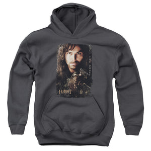 AN OFFCIALLY LICENSED HOBBIT KILI POSTER YOUTH HOODIE CHARCOAL