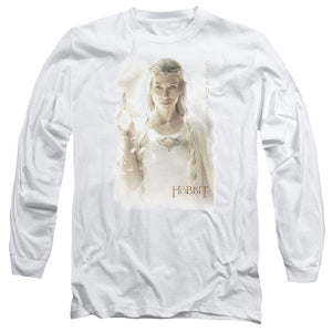 AN OFFCIALLY LICENSED HOBBIT GALADRIEL MEN'S LONG SLEEVE T-SHIRT WHITE