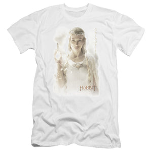 AN OFFCIALLY LICENSED HOBBIT GALADRIEL MEN'S PREMIUM SLIM FIT T-SHIRT WHITE