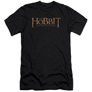 AN OFFCIALLY LICENSED HOBBIT LOGO MEN'S PREMIUM SLIM FIT T-SHIRT BLACK
