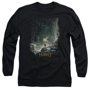AN OFFCIALLY LICENSED HOBBIT AT SMAUGS DOOR MEN'S LONG SLEEVE T-SHIRT BLACK