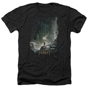 AN OFFCIALLY LICENSED HOBBIT AT SMAUGS DOOR MEN'S HEATHER T-SHIRT CHARCOAL