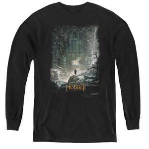 AN OFFCIALLY LICENSED HOBBIT AT SMAUGS DOOR YOUTH LONG SLEEVE T-SHIRT BLACK