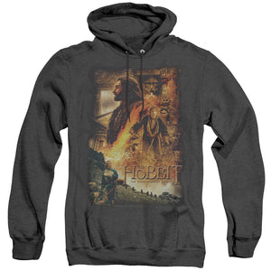 AN OFFCIALLY LICENSED HOBBIT GOLDEN CHAMBER ADULT UNISEX HEATHER PULLOVER HOODIE BLACK