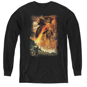 AN OFFCIALLY LICENSED HOBBIT GOLDEN CHAMBER YOUTH LONG SLEEVE T-SHIRT BLACK