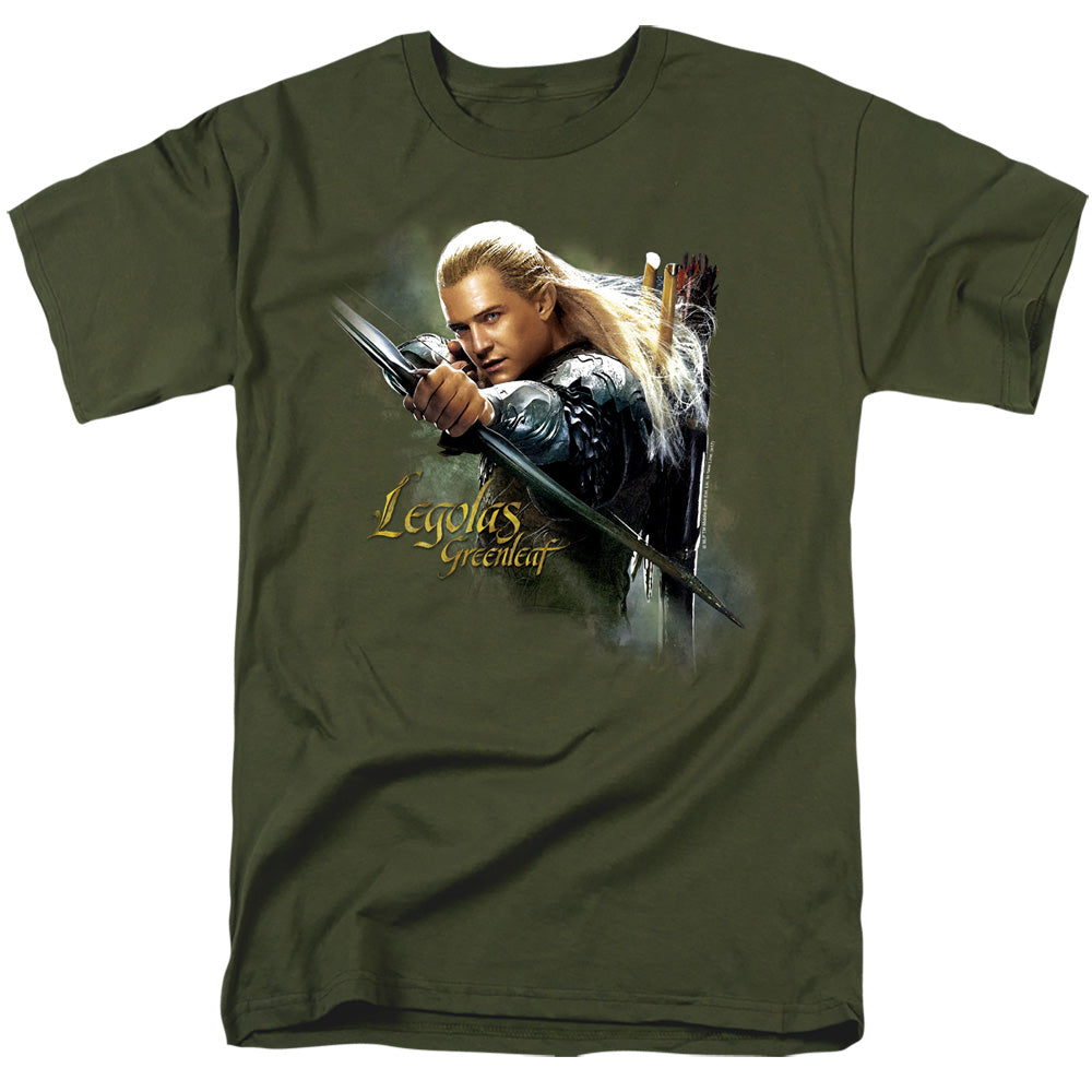 AN OFFCIALLY LICENSED HOBBIT LEGOLAS GREENLEAF MEN'S REGULAR FIT T-SHIRT MILITARY GREEN