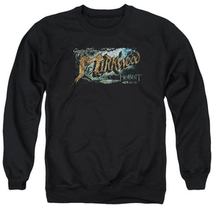 AN OFFCIALLY LICENSED HOBBIT GREETINGS FROM MIRKWOOD ADULT UNISEX CREWNECK SWEATSHIRT BLACK