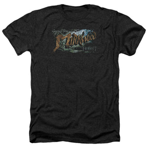 AN OFFCIALLY LICENSED HOBBIT GREETINGS FROM MIRKWOOD MEN'S HEATHER T-SHIRT CHARCOAL