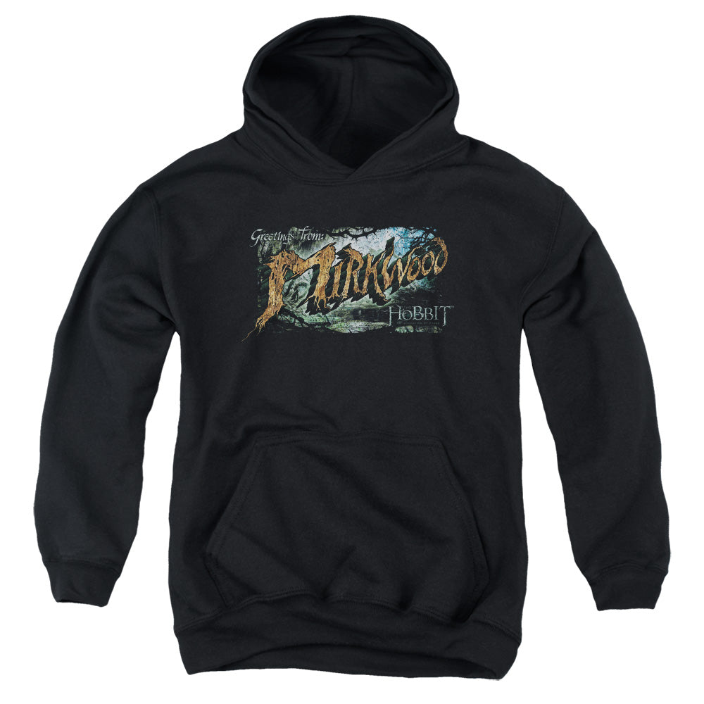 AN OFFCIALLY LICENSED HOBBIT GREETINGS FROM MIRKWOOD YOUTH HOODIE BLACK