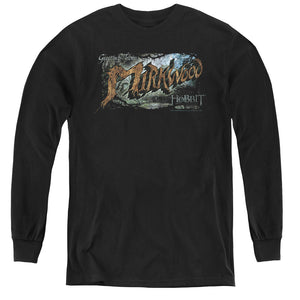 AN OFFCIALLY LICENSED HOBBIT GREETINGS FROM MIRKWOOD YOUTH LONG SLEEVE T-SHIRT BLACK