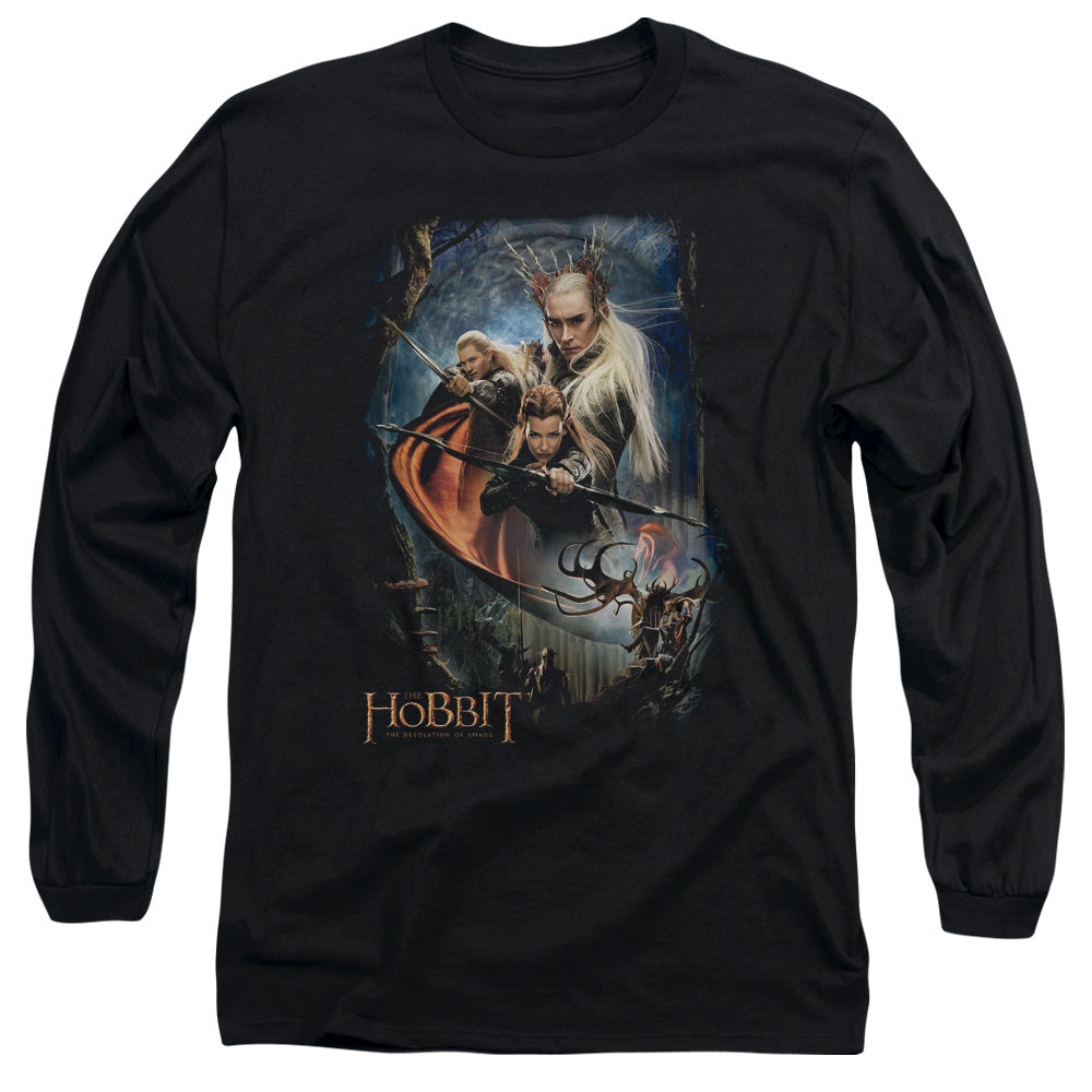 AN OFFCIALLY LICENSED HOBBIT THRANDUILS REALM MEN'S LONG SLEEVE T-SHIRT BLACK