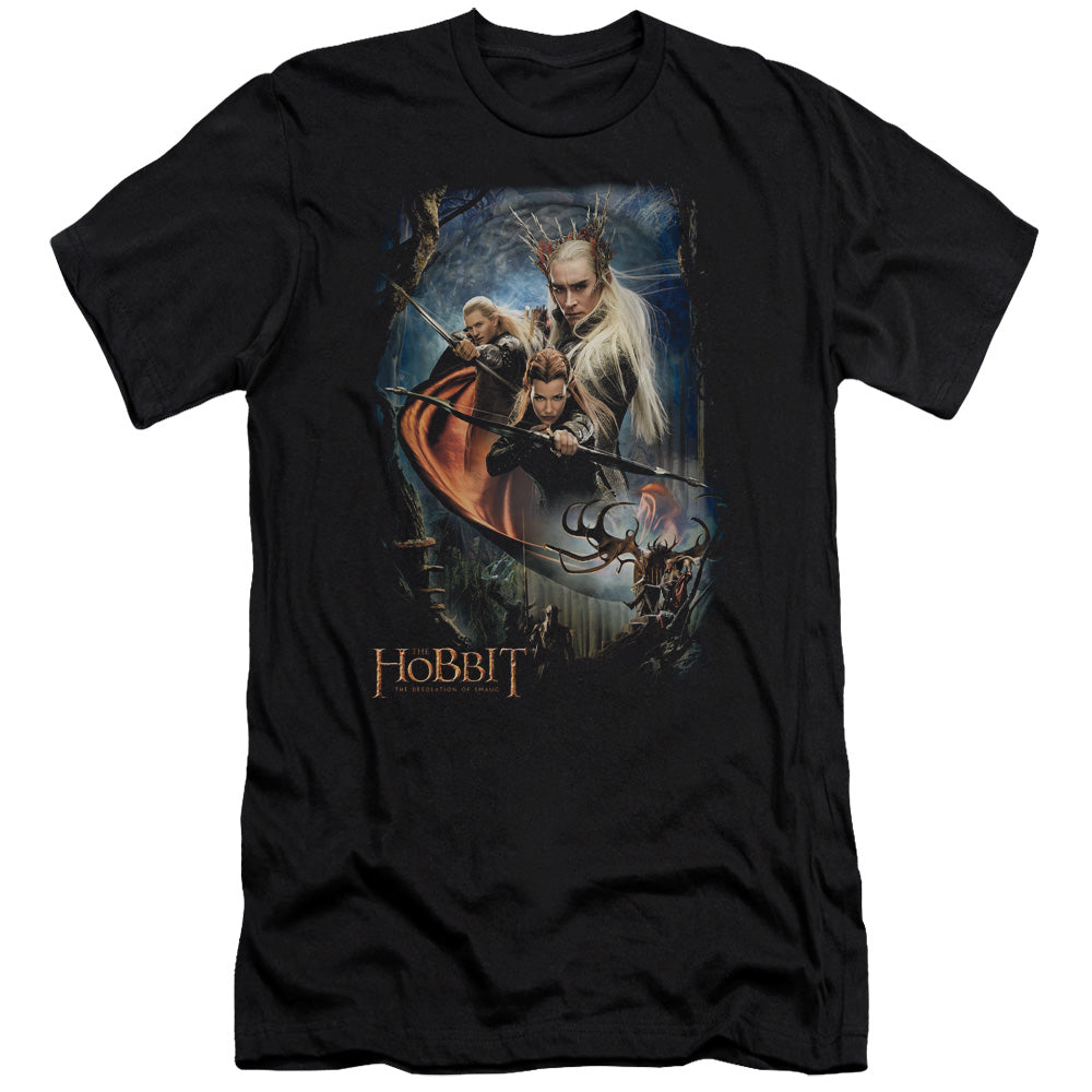 AN OFFCIALLY LICENSED HOBBIT THRANDUILS REALM MEN'S PREMIUM SLIM FIT T-SHIRT BLACK